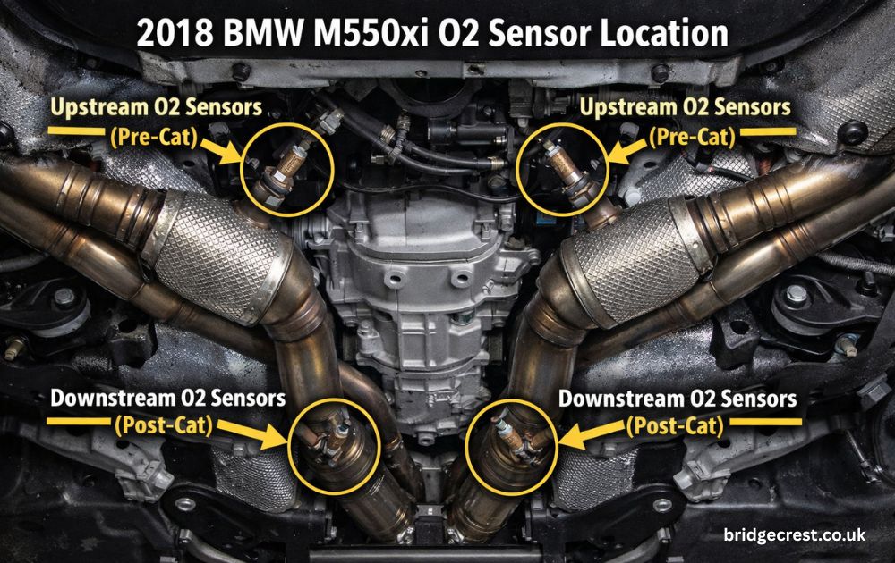 bmw m550xi o2 sensor location